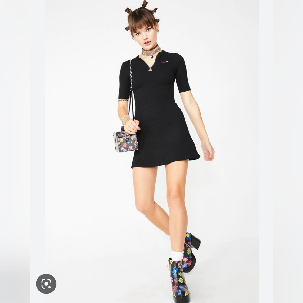 Delias Black Oh Baby Baby Mini Ribbed Dress Medium